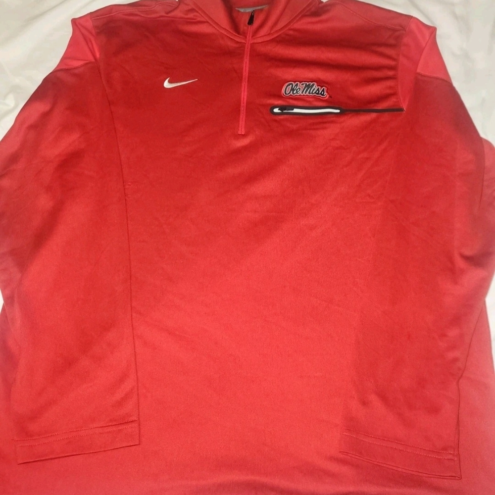 Nike Ole Miss Rebels Red Dri-FIT Quarterzip Pullover